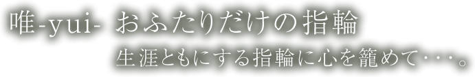 唯-yui- おふたりだけの指輪 生涯ともにする指輪に心を籠めて･･･。